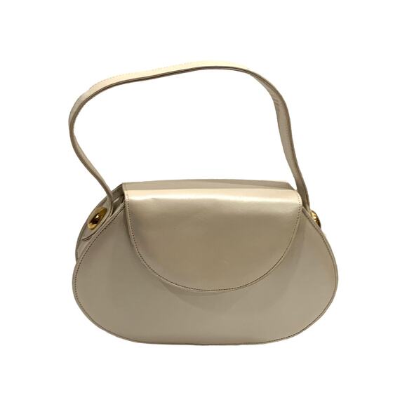 Vintage 80s Pearl White Structured Leather Bag | Martinez Valero - Picture 1 of 10